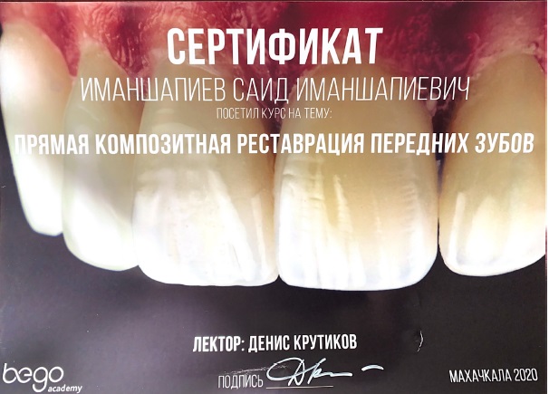 Практический курс: "Прямая композитная реставрация прямых зубов", 2020